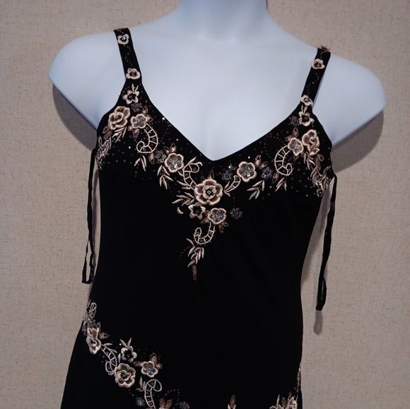 Vintage Y2K R&M Richards Emroidered Sequin Floral Appliqué Chiffon Drop Size 8 - Picture 3 of 6